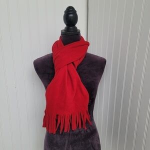 Red Unisex Fleece Scarf Fringe Soft Lightweight 70"×9"
